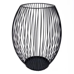Kandelaars En Windlichten-QUVIO Kaarsenhouder met frame - 24 cm - Rond - Metaal - Zwart