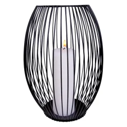 Kandelaars En Windlichten-QUVIO Kaarsenhouder met frame - 24 cm - Rond - Metaal - Zwart
