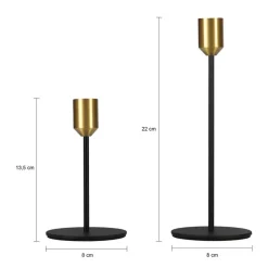 Kandelaars En Windlichten-QUVIO Kaarsenstandaard - set van 2 (klein en groot) - Metaal - Zwart en Goud
