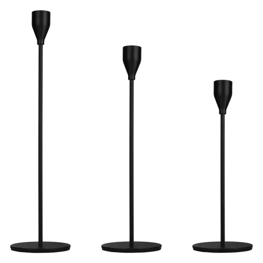 Kandelaars En Windlichten-QUVIO Kaarsenstandaard set - 3 delig - Metaal - Zwart