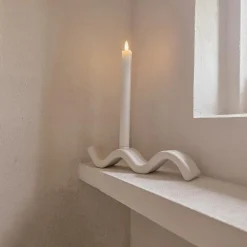 Kandelaars En Windlichten-QUVIO Kandelaar golvend - Keramiek - Beige