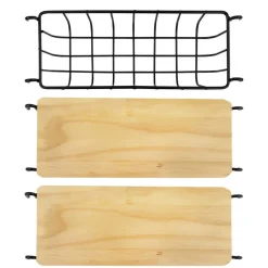 Wandrekken-QUVIO Keukenrek wand staal en hout - Zwart en bruin