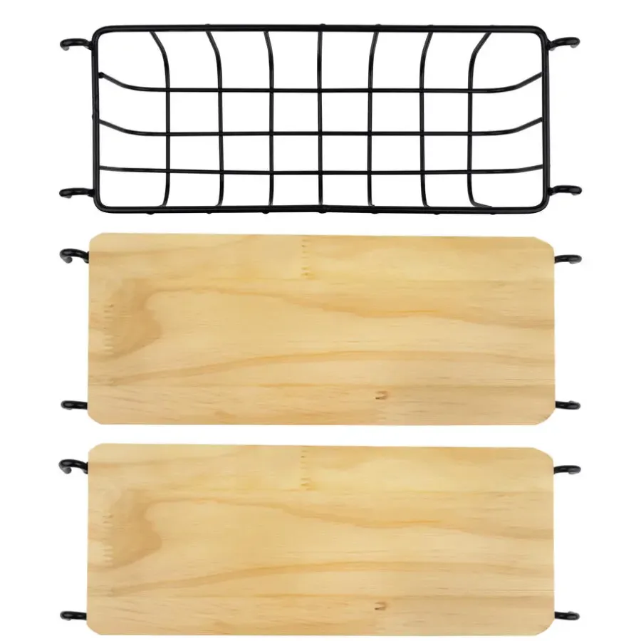 Wandrekken-QUVIO Keukenrek wand staal en hout - Zwart en bruin