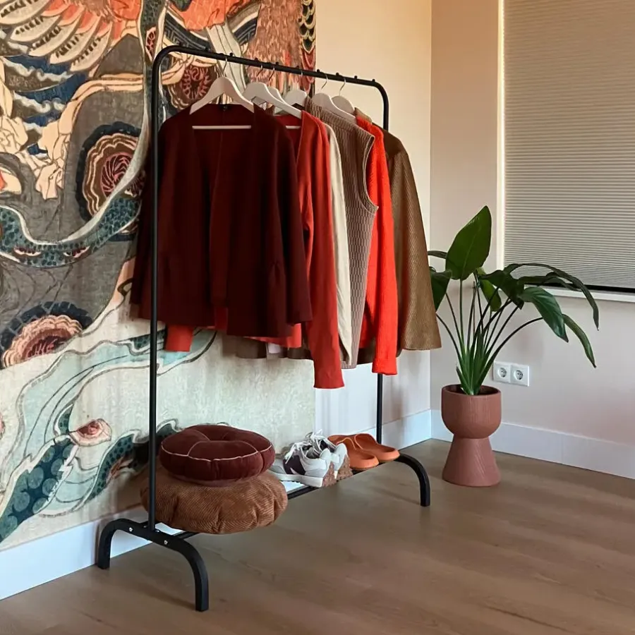 Kledingrekken|Kledingrekken-QUVIO Kledingrek met schoenen opbergruimte zwart
