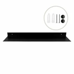 QUVIO Metalen muur plank - Zwart - 60 cm