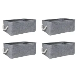Opbergmanden-QUVIO Opbergmand met handvaten van touw - Grijs - M - Set van 4