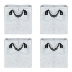 QUVIO Opbergmand Vilt - Grijs - Set van 4
