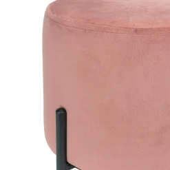 QUVIO Poef met vier metalen poten - Velvet - Vintage roze