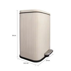 QUVIO Prullenbak 13 L - Rechthoekig afgerond - Metaal - Beige