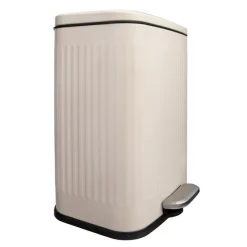 QUVIO Prullenbak 13 L - Rechthoekig afgerond - Metaal - Beige