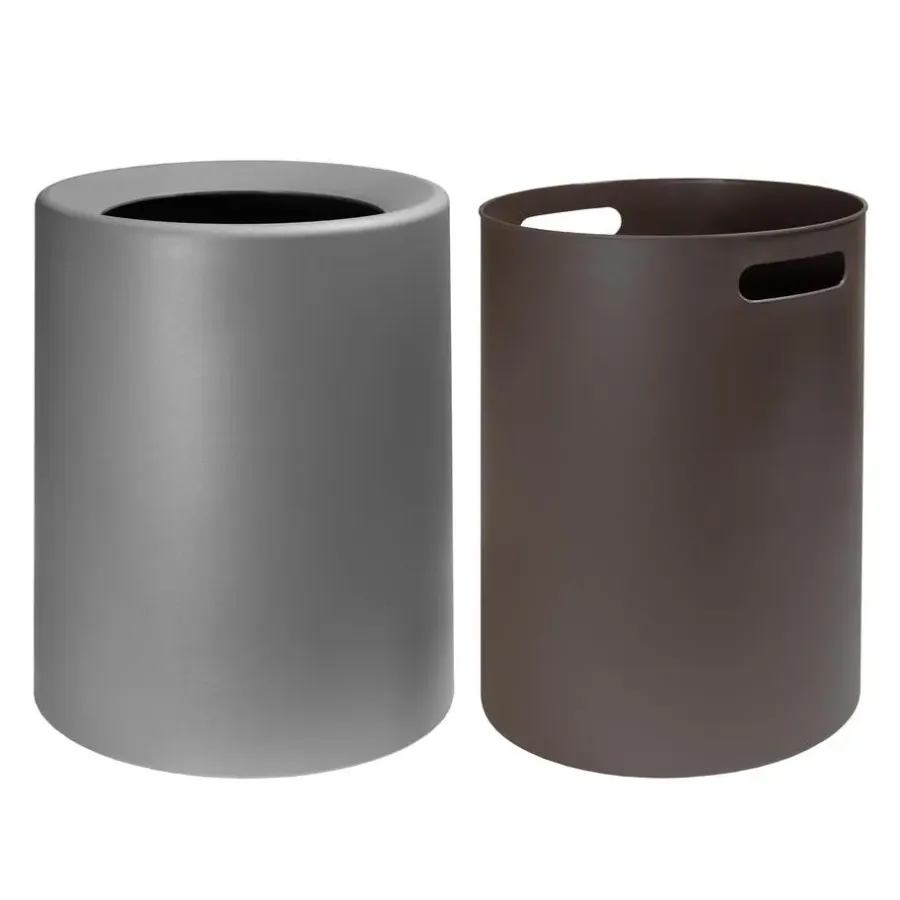 QUVIO Prullenbak plastic met binnenemmer - 12 L - Donker grijs