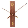 Klokken-QUVIO Rechthoekige wandklok – 40cm – Hout – Donkerbruin