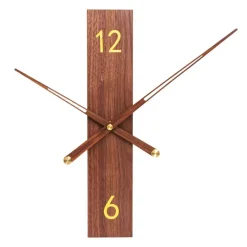 Klokken-QUVIO Rechthoekige wandklok – 40cm – Hout – Donkerbruin