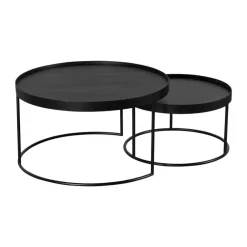Salontafels-QUVIO Salontafel Sara - Set van 2 - FSC® mangohout - Metaal - Zwart