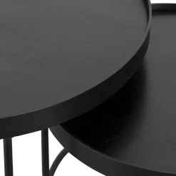 Salontafels-QUVIO Salontafel Sara - Set van 2 - FSC® mangohout - Metaal - Zwart