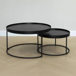 Salontafels-QUVIO Salontafel Sara - Set van 2 - FSC® mangohout - Metaal - Zwart