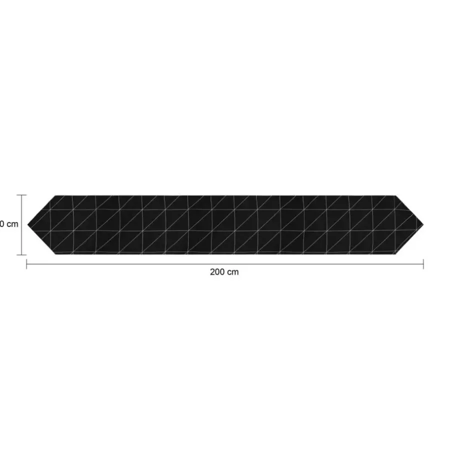Tafelkleden-QUVIO Tafelloper - 200 x 30 cm - Grafische print - Katoen & Linnen - Zwart