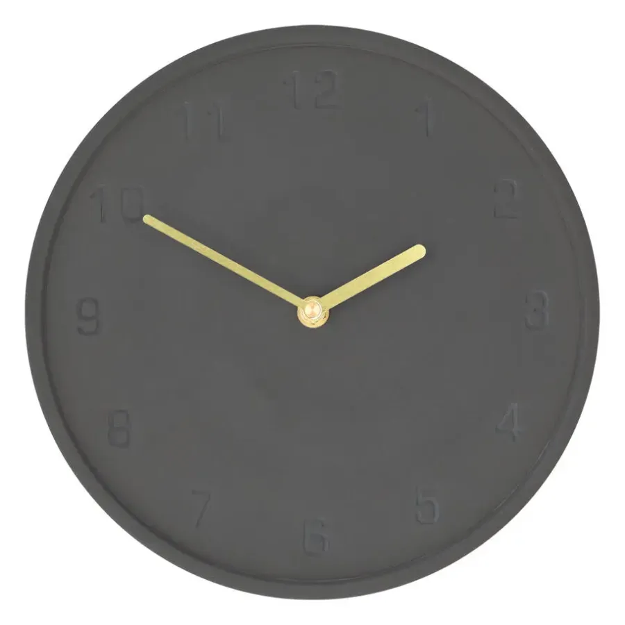 QUVIO Wandklok - 25cm - Beton - Antraciet