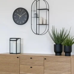 Wandrekken-QUVIO Wandrek Mila - 3 Planken - Staal - Glas - Zwart