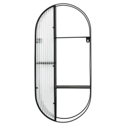 Wandrekken-QUVIO Wandrek Mila - 3 Planken - Staal - Glas - Zwart