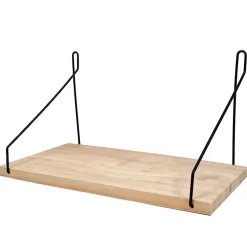 Wandplanken-QUVIO Wandrekje van hout en staal - Bruin en zwart