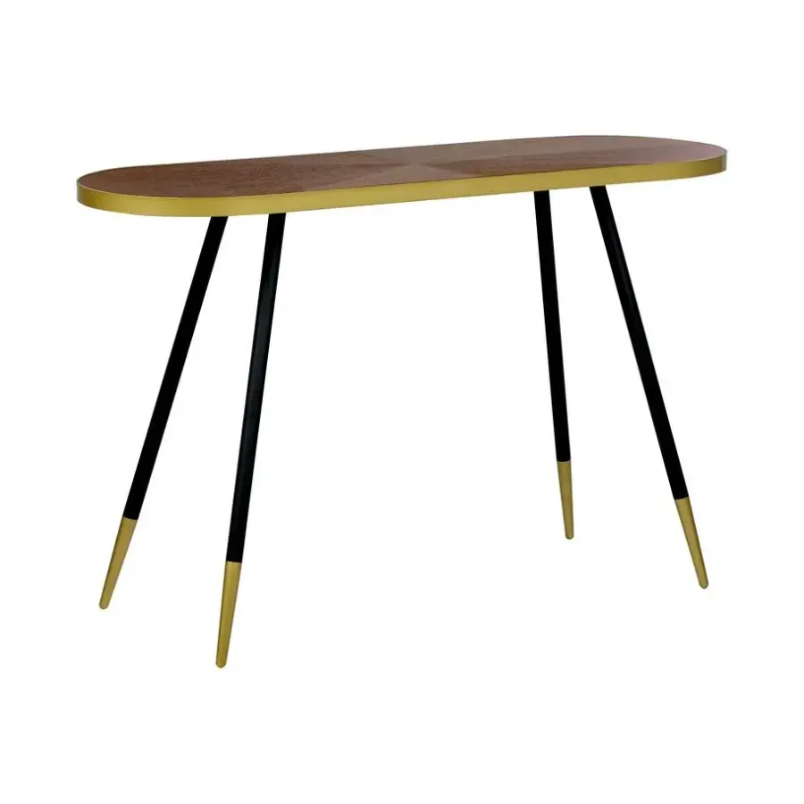 Beliani RAMONA - Sidetable - Donkerbruin/Goud - Hout