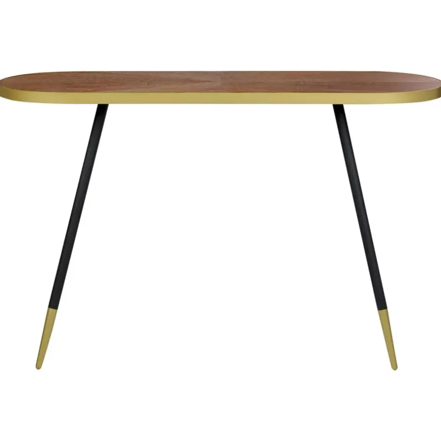 Beliani RAMONA - Sidetable - Donkerbruin/Goud - Hout