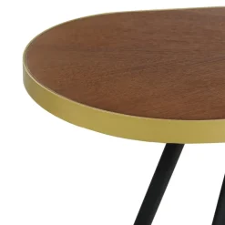 Beliani RAMONA - Sidetable - Donkerbruin/Goud - Hout