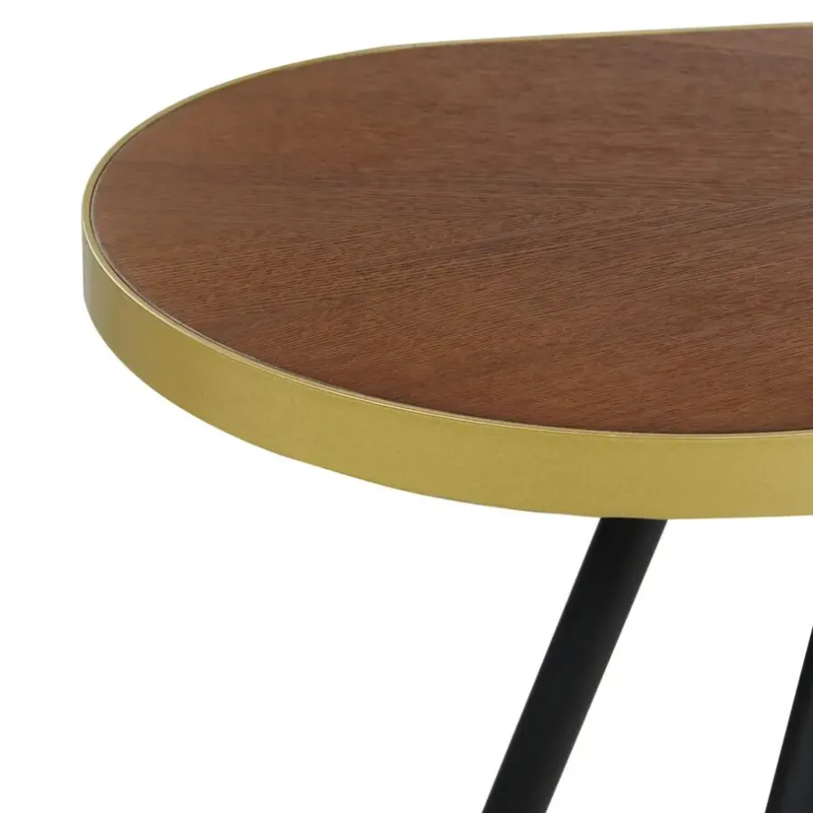 Beliani RAMONA - Sidetable - Donkerbruin/Goud - Hout