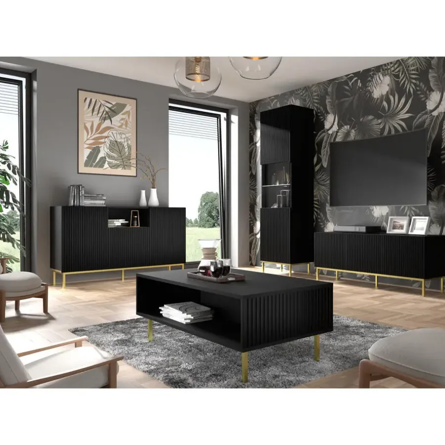 Dressoirs-Homlando Ravenna B dressoir ladekast 150 2D3S gefreesd MDF folie mat