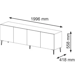 Tv Meubels-Homlando Ravenna B TV-meubel 200 4D gefreesd MDF folie mat