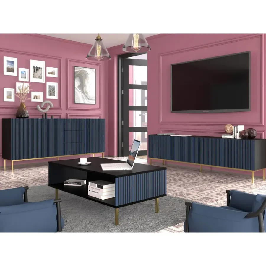 Homlando Ravenna F dressoir ladekast 200 3D3S gefreesd MDF folie met frame