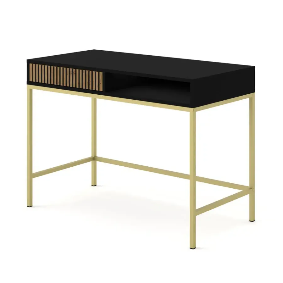 Kaptafels-Homlando Ravenna Kaptafel - Mat zwart / Artisan eik- Metaal