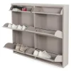 Schoenenkasten-Redin Design Pippen industrieel schoenenkast 6 lade Taupe metaal 98x15x86