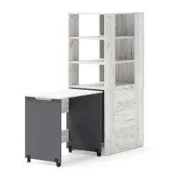 Homlando Rek met bureau Samoa-Fuji 165cm craft wit / grafiet