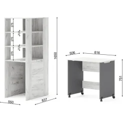 Homlando Rek met bureau Samoa-Fuji 165cm craft wit / grafiet