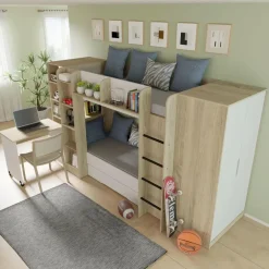 Bureaus-Homlando Rek met bureau Samoa-Fuji 165cm sonoma eik / mat wit