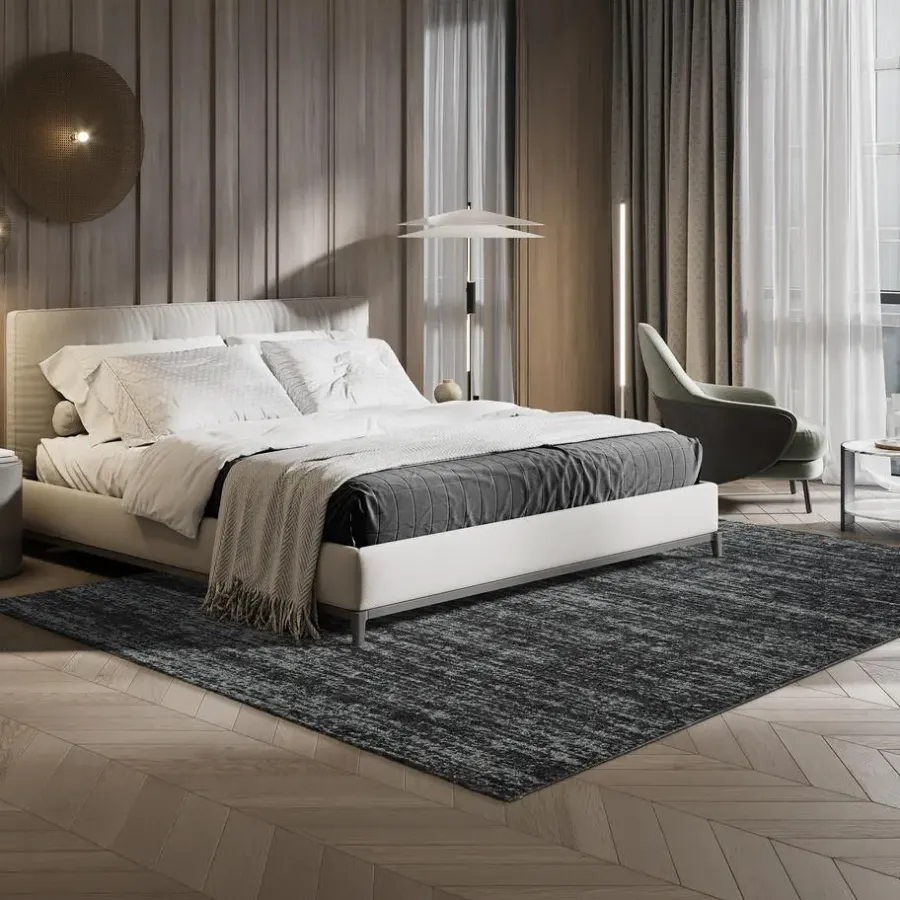 Muratap Relax Oslo - Laagpolig Effen Vloerkleed - Zwart - 200x290 CM