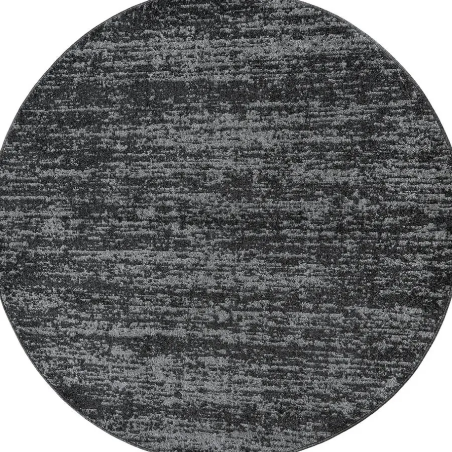 Vloerkleden|Ronde Vloerkleden-Muratap Relax Oslo - Laagpolig Effen Vloerkleed - Zwart Grijs - 200 CM ROND