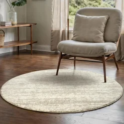 Ronde Vloerkleden-Muratap Relax Oslo - Laagpolig Effen Vloerkleed - Creme - 200 CM ROND