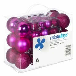 Kerstballen-Relaxdays kerstballen - 50x - roze - 3, 4 en 6 cm -kunststof