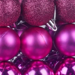 Kerstballen-Relaxdays kerstballen - 50x - roze - 3, 4 en 6 cm -kunststof