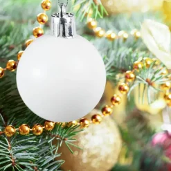 Relaxdays kerstballen - 100x st - wit - 3, 4 en 6 cm -kunststof