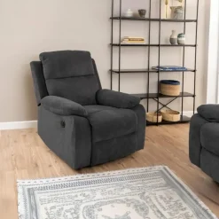 Fauteuils-Giga Living Relaxfauteuil Donkergrijs - 95x90x98cm - Verstelbaar - Rinda