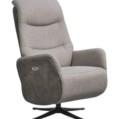 Leen Bakker Relaxfauteuil Herman - elektrisch verstelbaar - duo-stof grijs