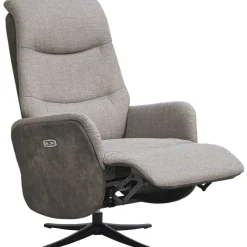 Leen Bakker Relaxfauteuil Herman - elektrisch verstelbaar - duo-stof grijs