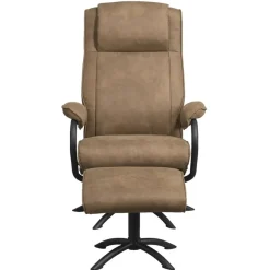 Fauteuils-Leen Bakker Relaxfauteuil Vincent incl. hocker - taupe