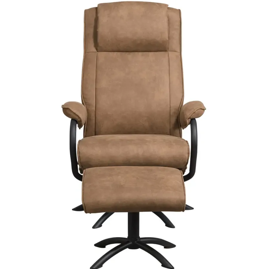 Fauteuils-Leen Bakker Relaxfauteuil Vincent incl. hocker - taupe