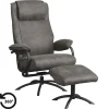 Fauteuils-Leen Bakker Relaxfauteuil Vincent incl. hocker - Stof Preston - antraciet