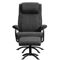 Leen Bakker Relaxfauteuil Vincent incl. hocker - Stof Bjorn - antraciet